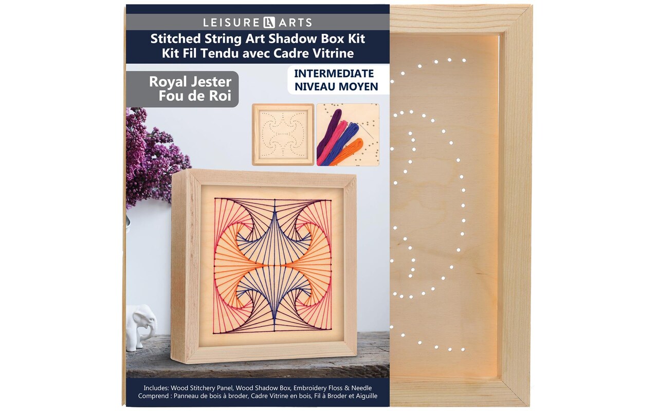 Wood Stitched String Art Kit with Shadow Box Royal Jester - adult or kids craft - craft kits for teens - string art kit for adults - 3d string art - 3d string art kit for kids - 10.75"